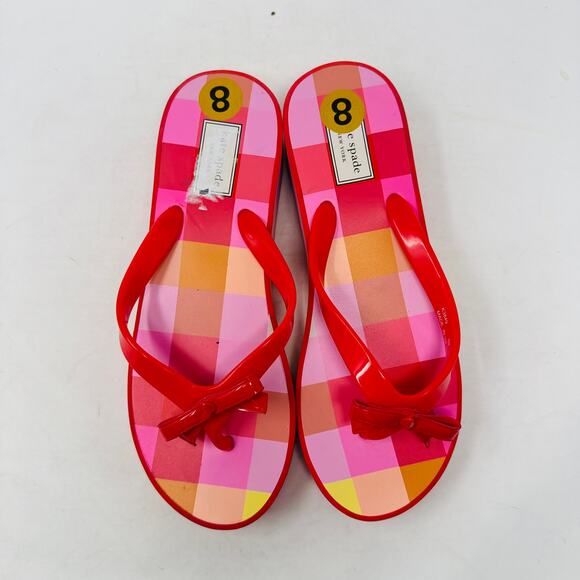 Kate Spade Red and Pink Checkered Sandals - Picture 6 of 11
